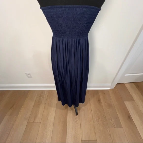 Lilly Pulitzer Navy Blue Strapless Silk Finish Maxi Dress Size Small - Picture 16 of 16